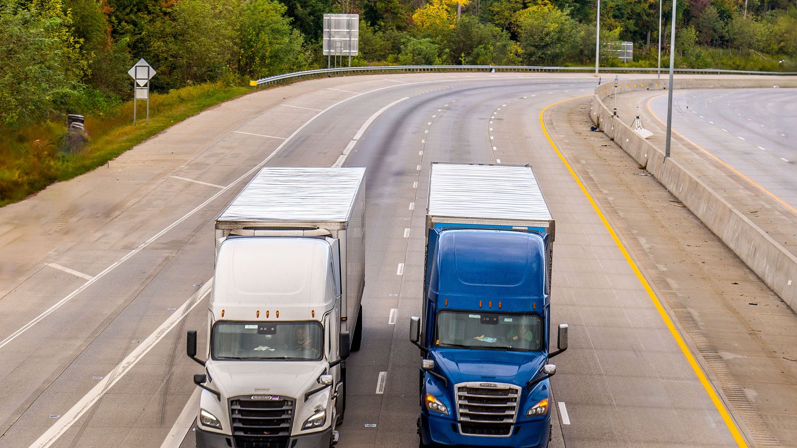 Freight trucks on a highway