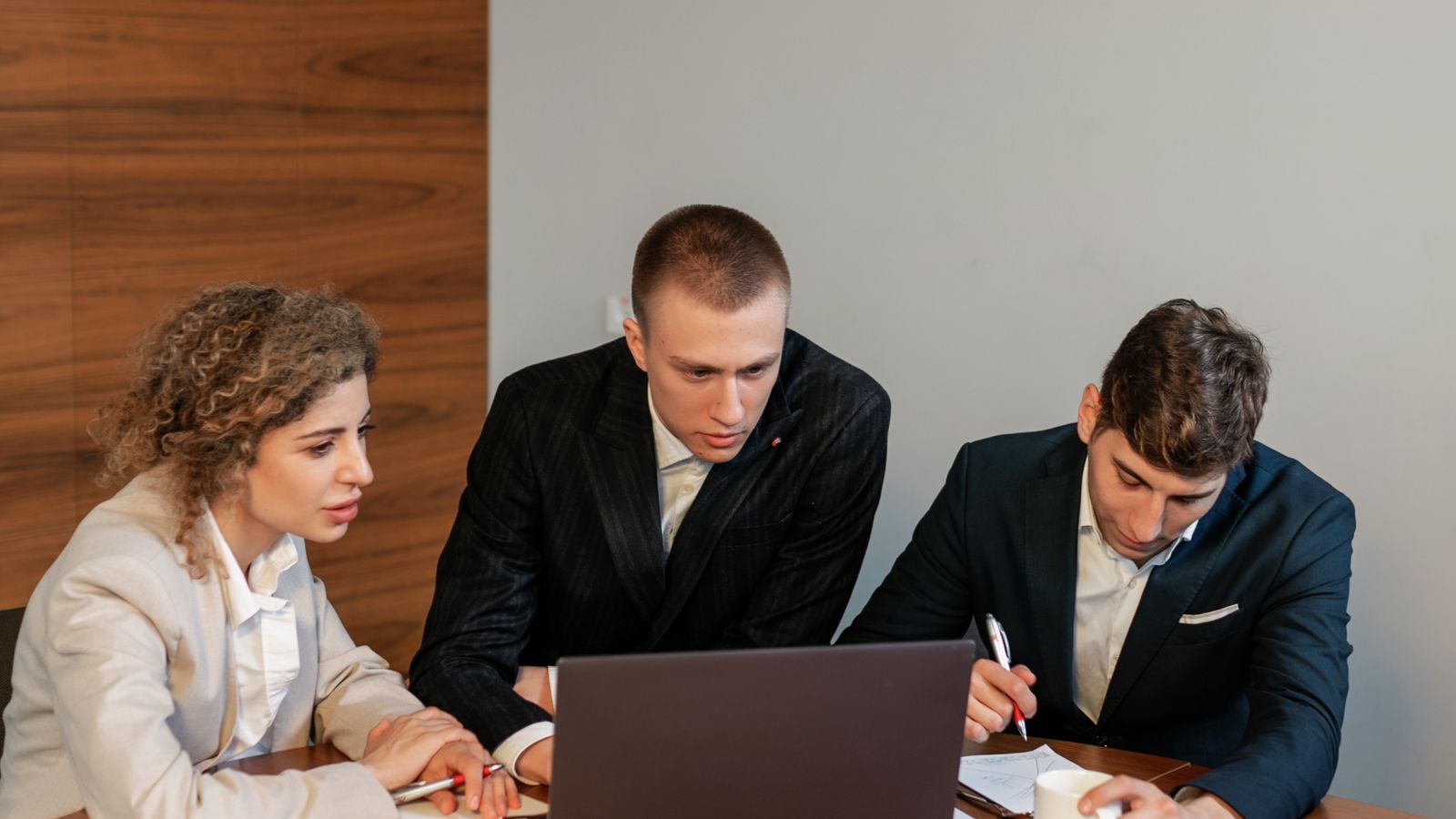 Colleagues in a modern office meeting
